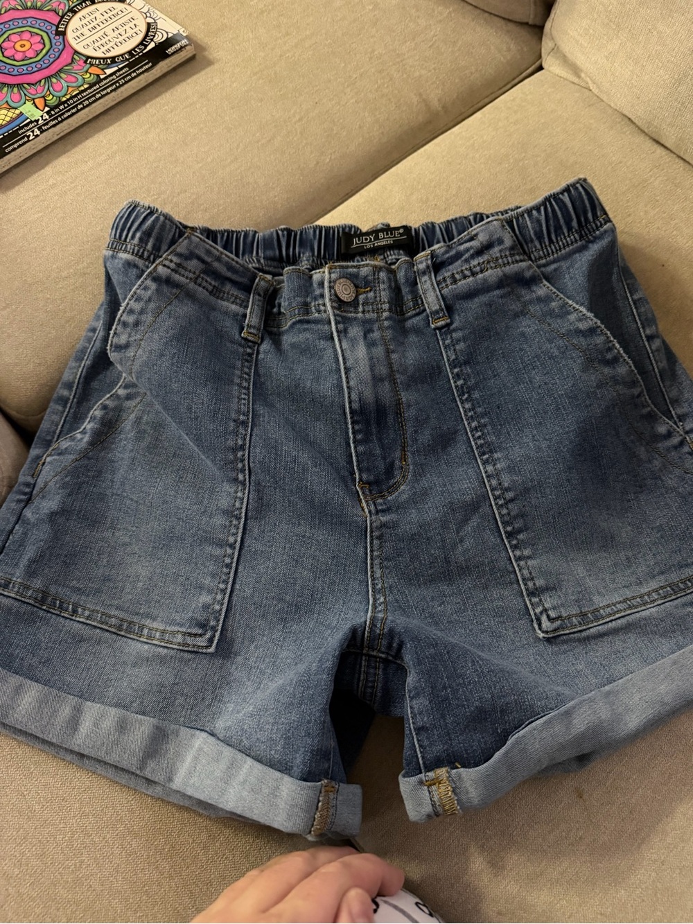 Judy Blue Medium Wash Denim Roll-Hem Shorts